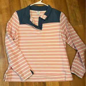 crown & ivy Pink and Blue Striped Sweatshirt